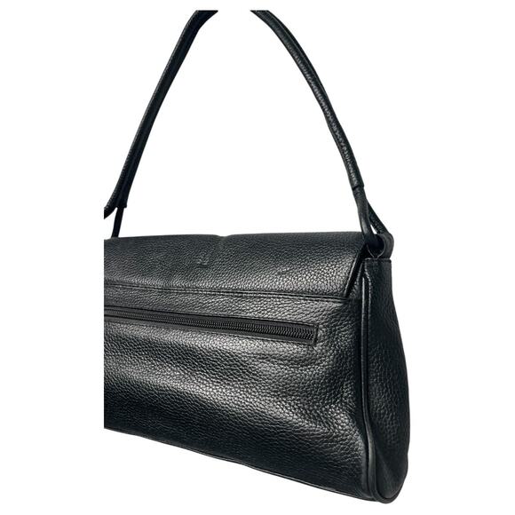 VTG Terre De Feu Shoulder Bag Womens Black Pebbled Leather Flap Top Purse Retro - Picture 7 of 12